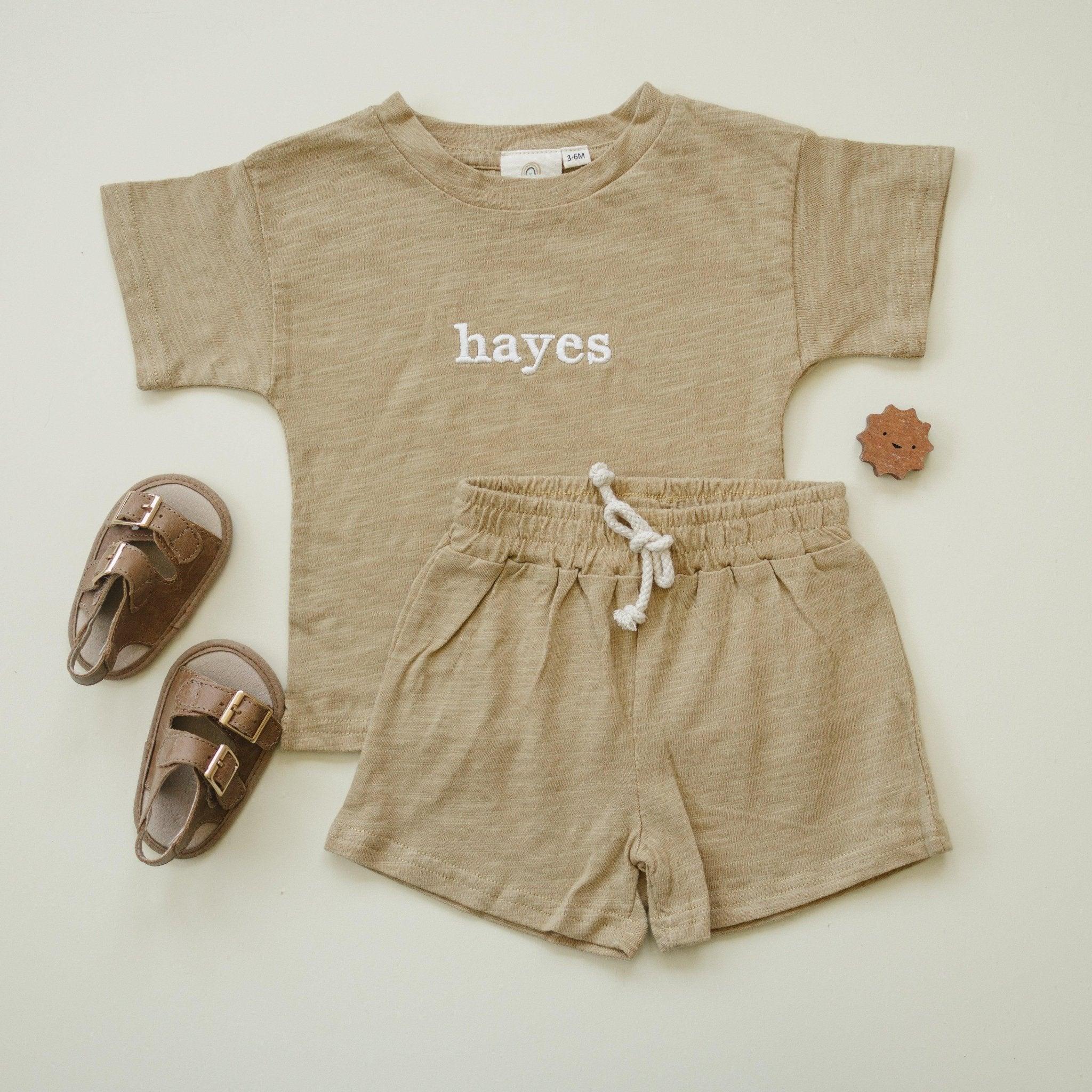 Custom Embroidered Organic Cotton Shorts Set - more colors
