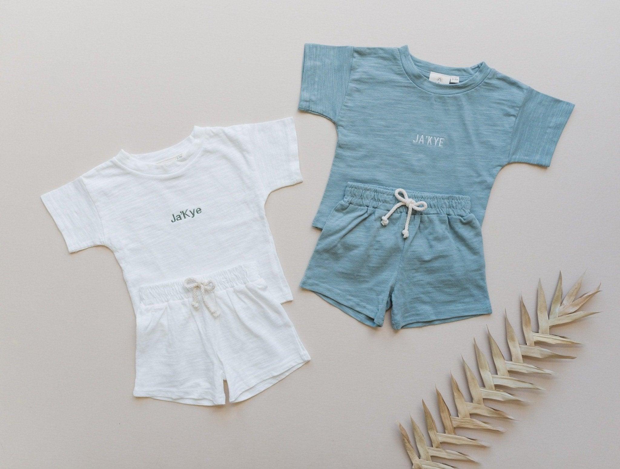 Custom Embroidered Organic Cotton Shorts Set - more colors