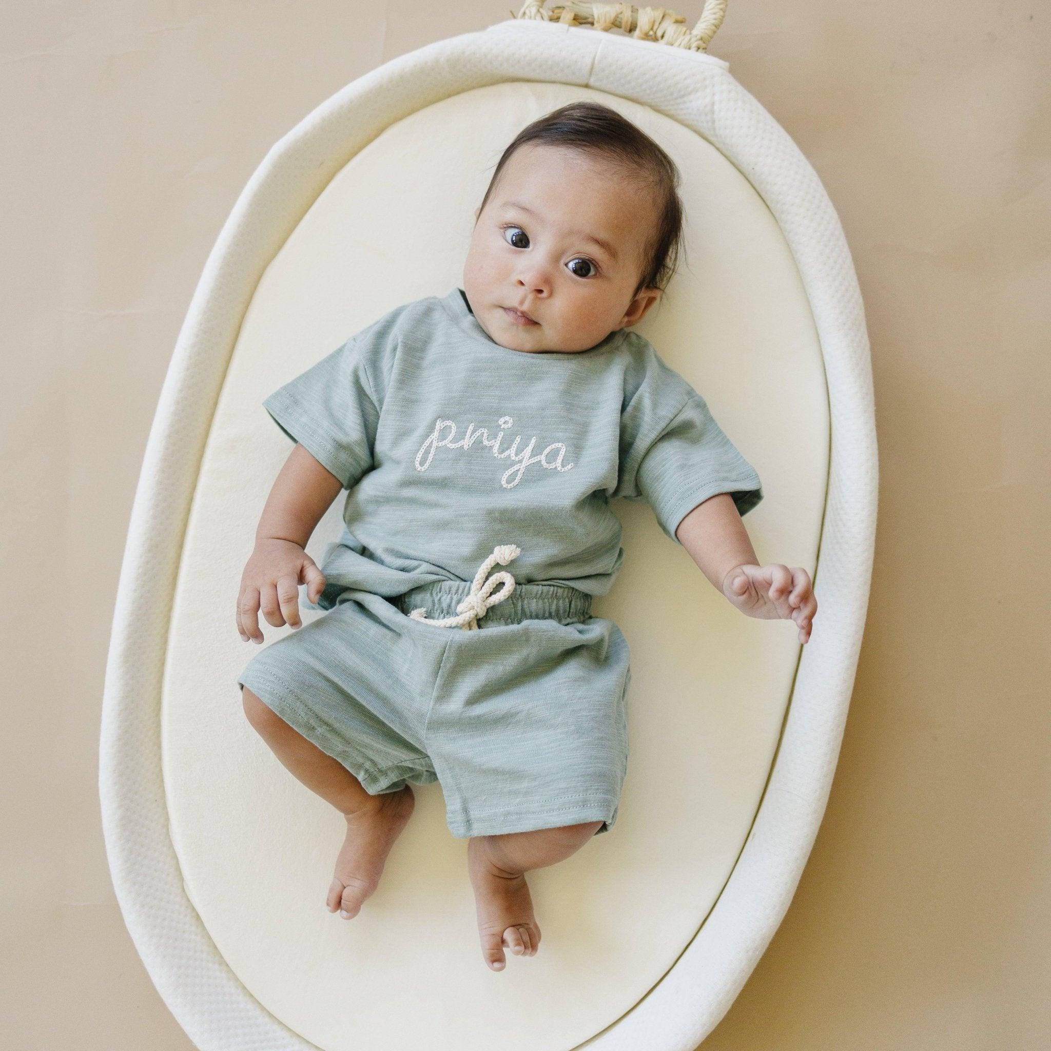 Custom Embroidered Organic Cotton Shorts Set - more colors