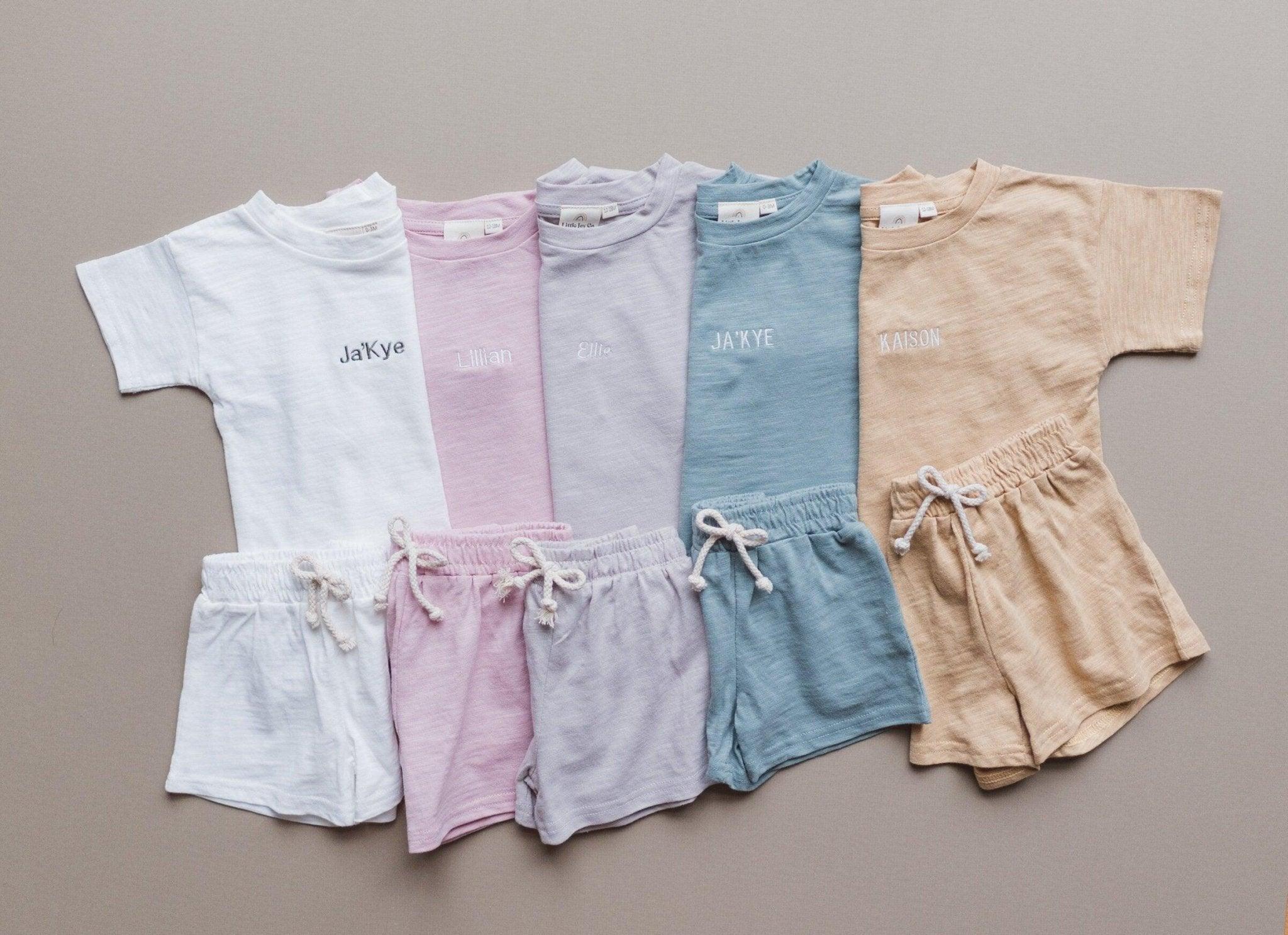 Custom Embroidered Organic Cotton Shorts Set - more colors