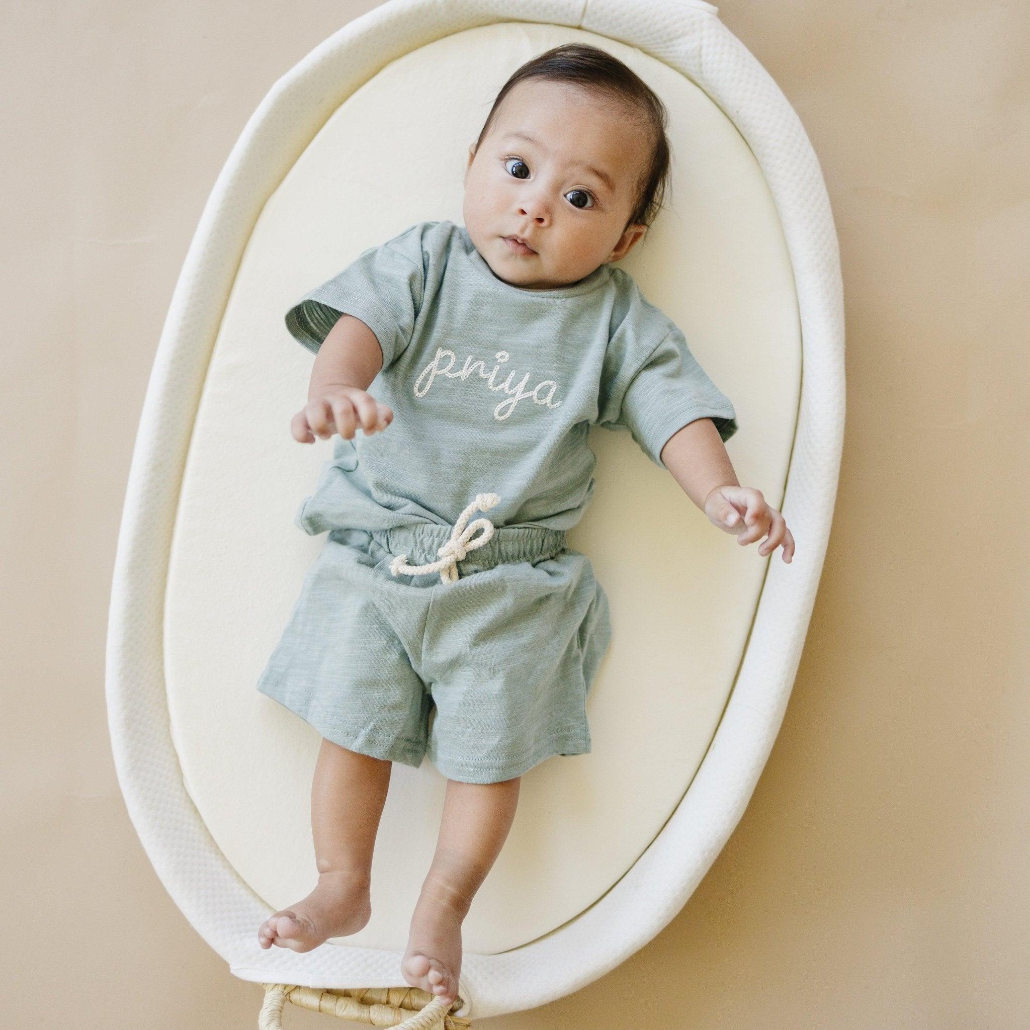 Custom Embroidered Organic Cotton Shorts Set - more colors