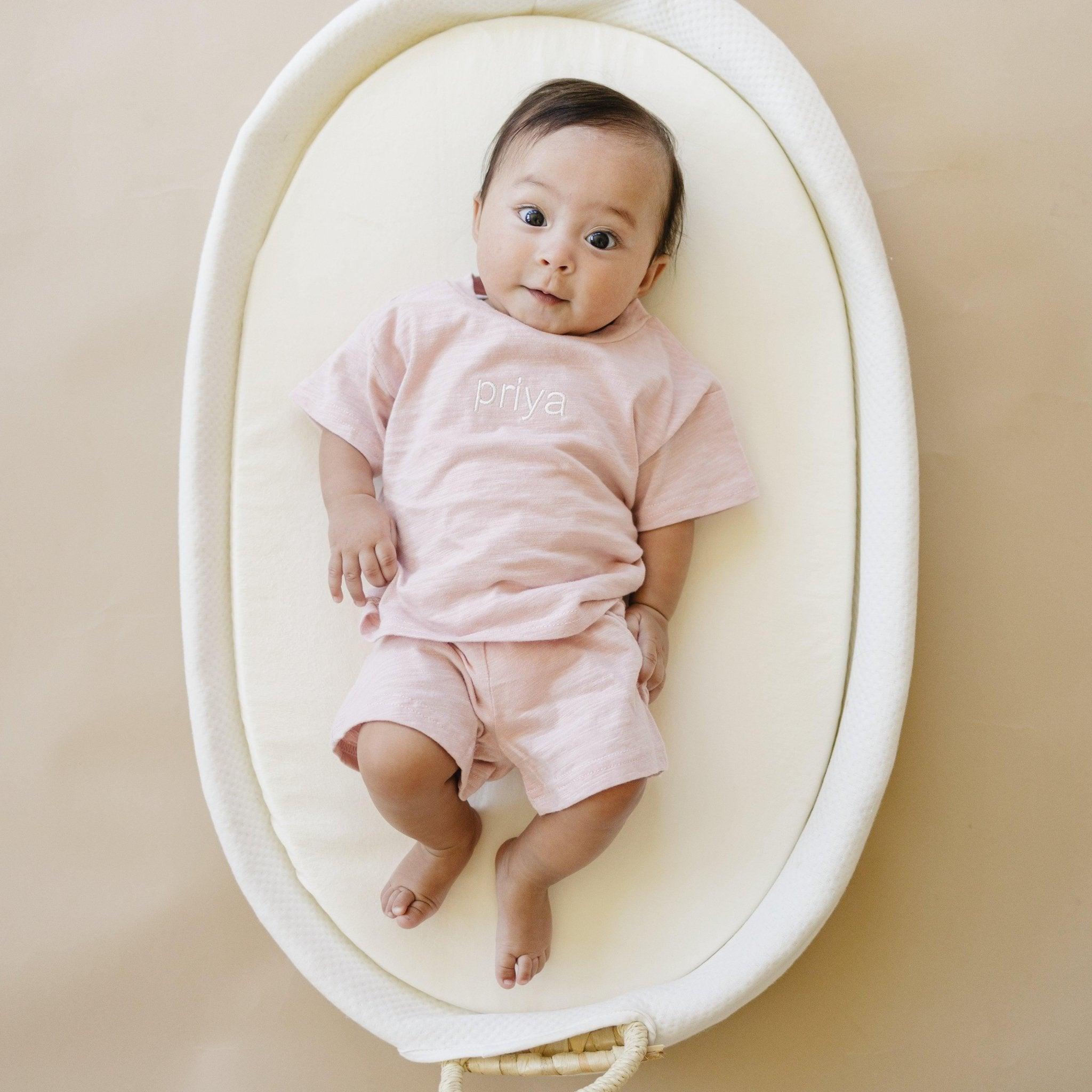 Custom Embroidered Organic Cotton Shorts Set - more colors