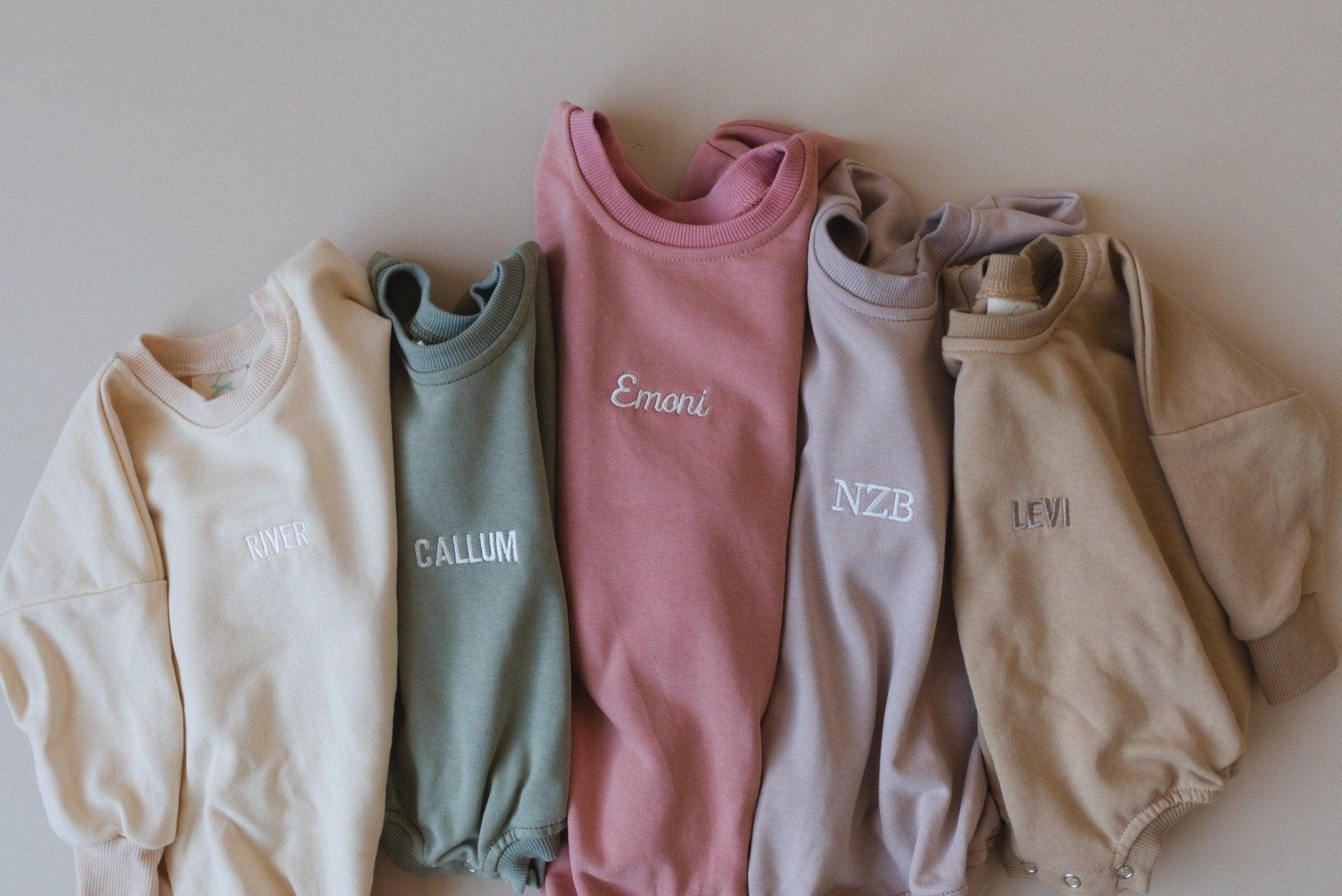 Custom Embroidered Crewneck, Hoodie or Sweatshirt Romper - Mauve