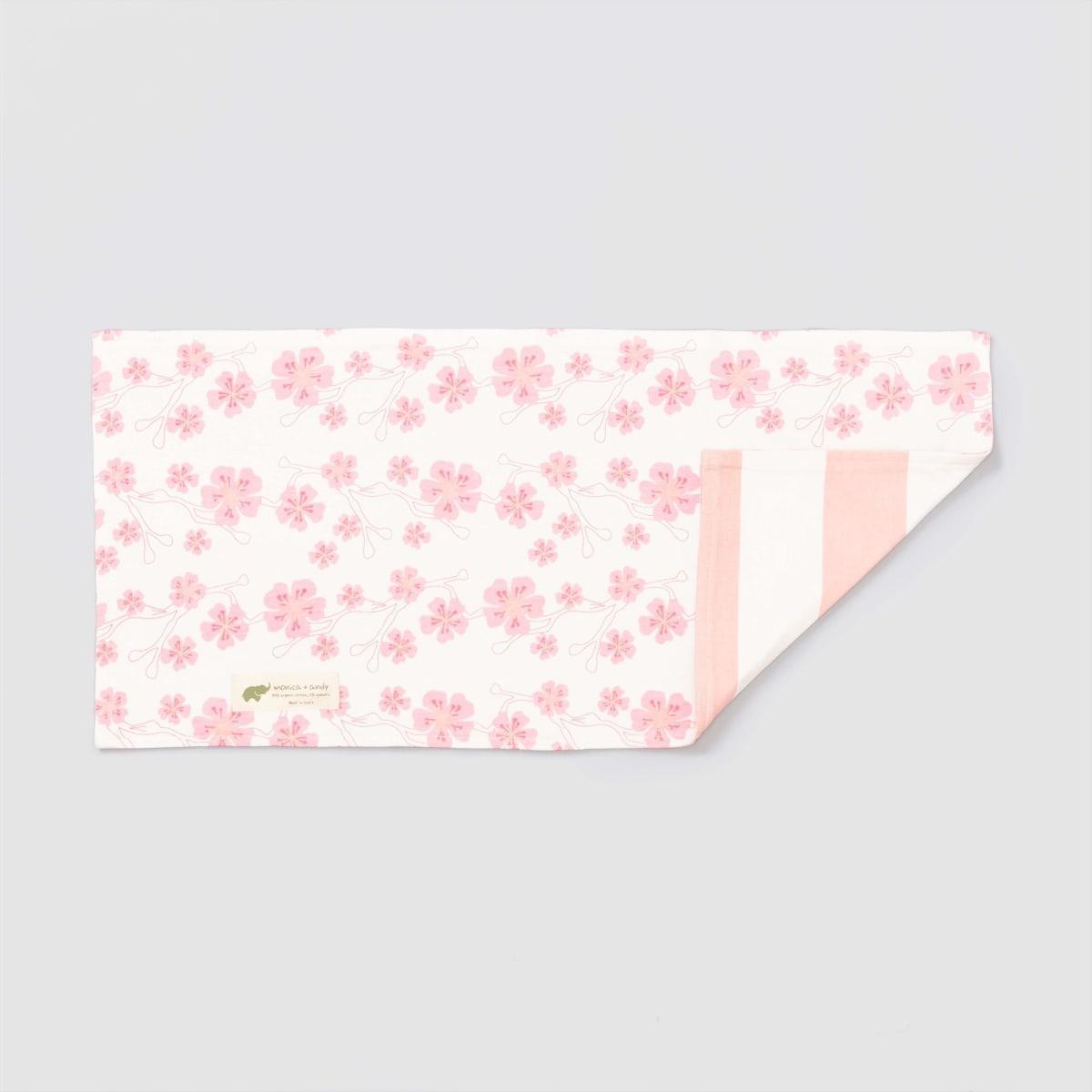 Cotton Burp Cloth - Very Cherry Blossoms + Pink Cabana Stripe