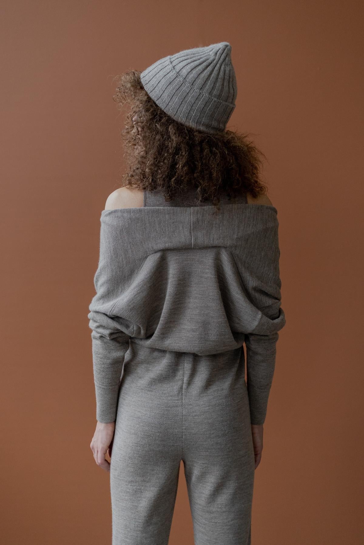 Wrap Neck Jumpsuit - Oatmeal Heather