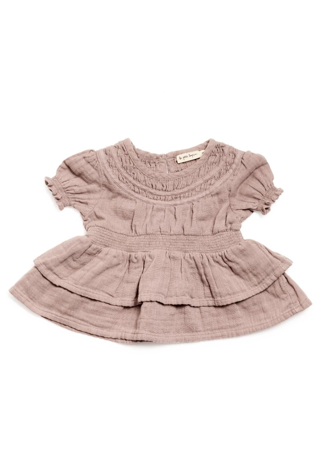 Baby Organic Muslin Layered Top - Raspberry Cream - FINAL SALE