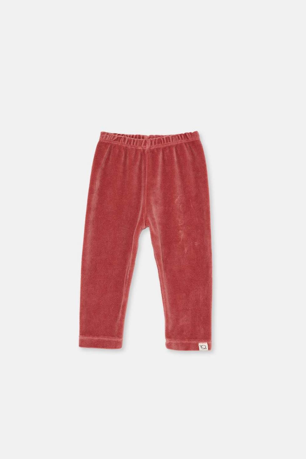 Organic velour baby leggings - Rose