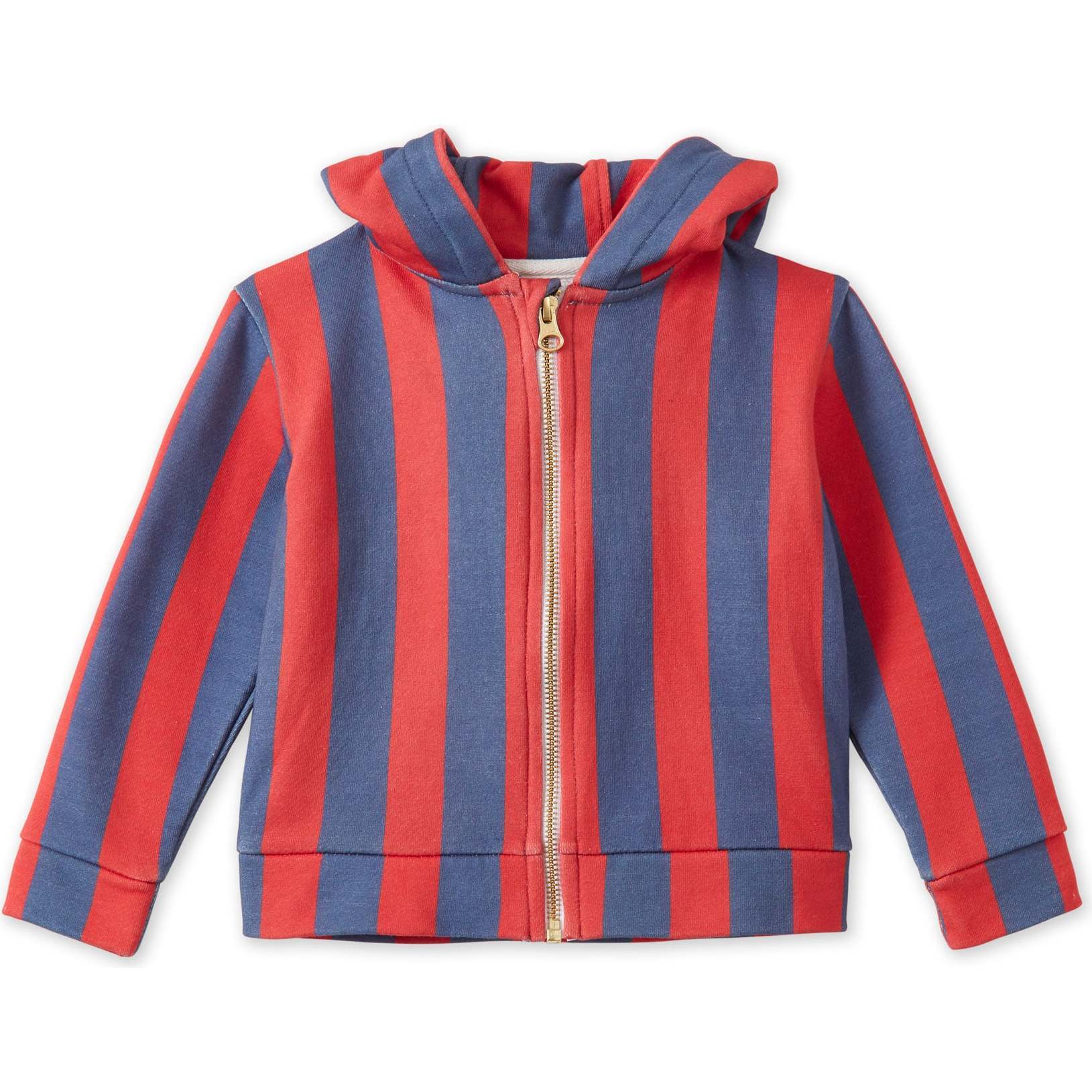 Baby Striped Organic Cotton Zip Up Hoodie - Red/Blue Stripe