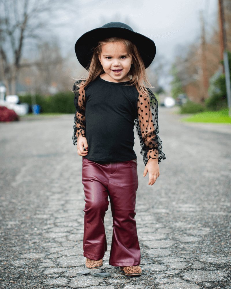 Destinee Sheer Dot Sleeve Top & Leotard - Black