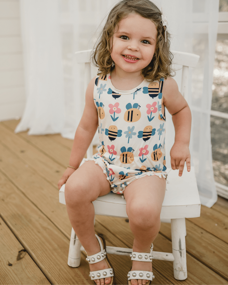Dillon Pom Pom Romper - Bumblebee Bloom