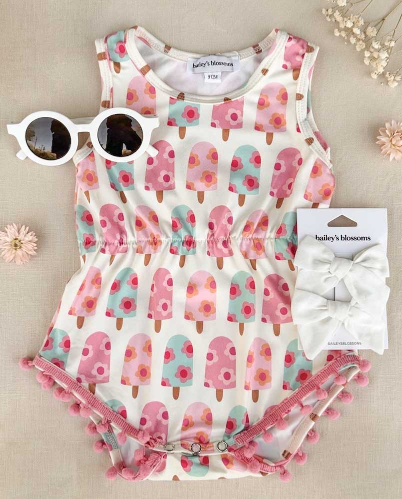 Dillon Pom Pom Romper - Floral Pop