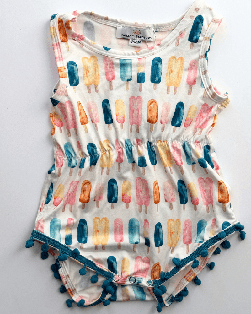Dillon Pom Pom Romper - Popsicle