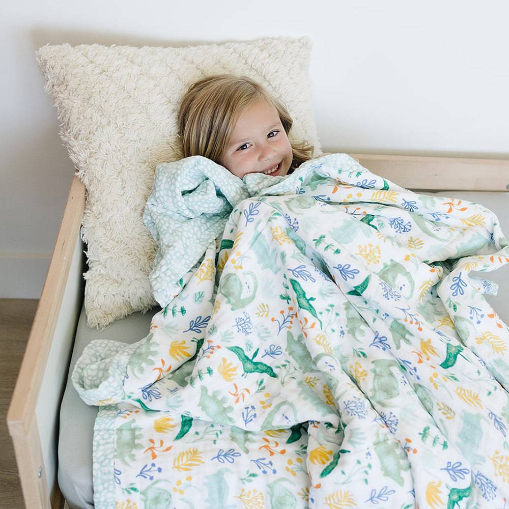 Dino Roar + Upscale Classic Muslin Super Snuggle Blanket Super Snuggle Blanket Bebe au Lait   