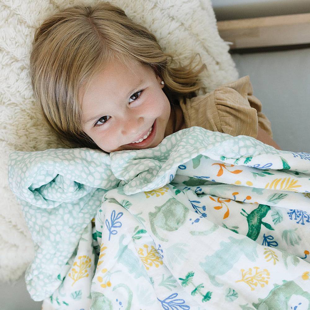 Dino Roar + Upscale Classic Muslin Super Snuggle Blanket Super Snuggle Blanket Bebe au Lait   