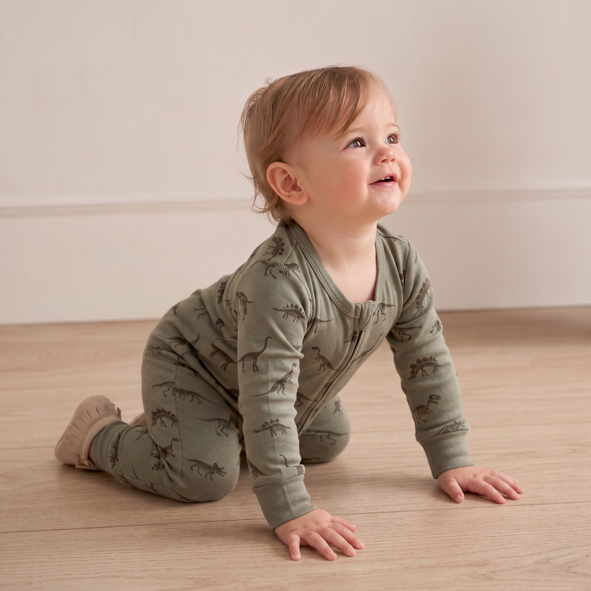 Organic 2-Way Zip Romper - Dinos
