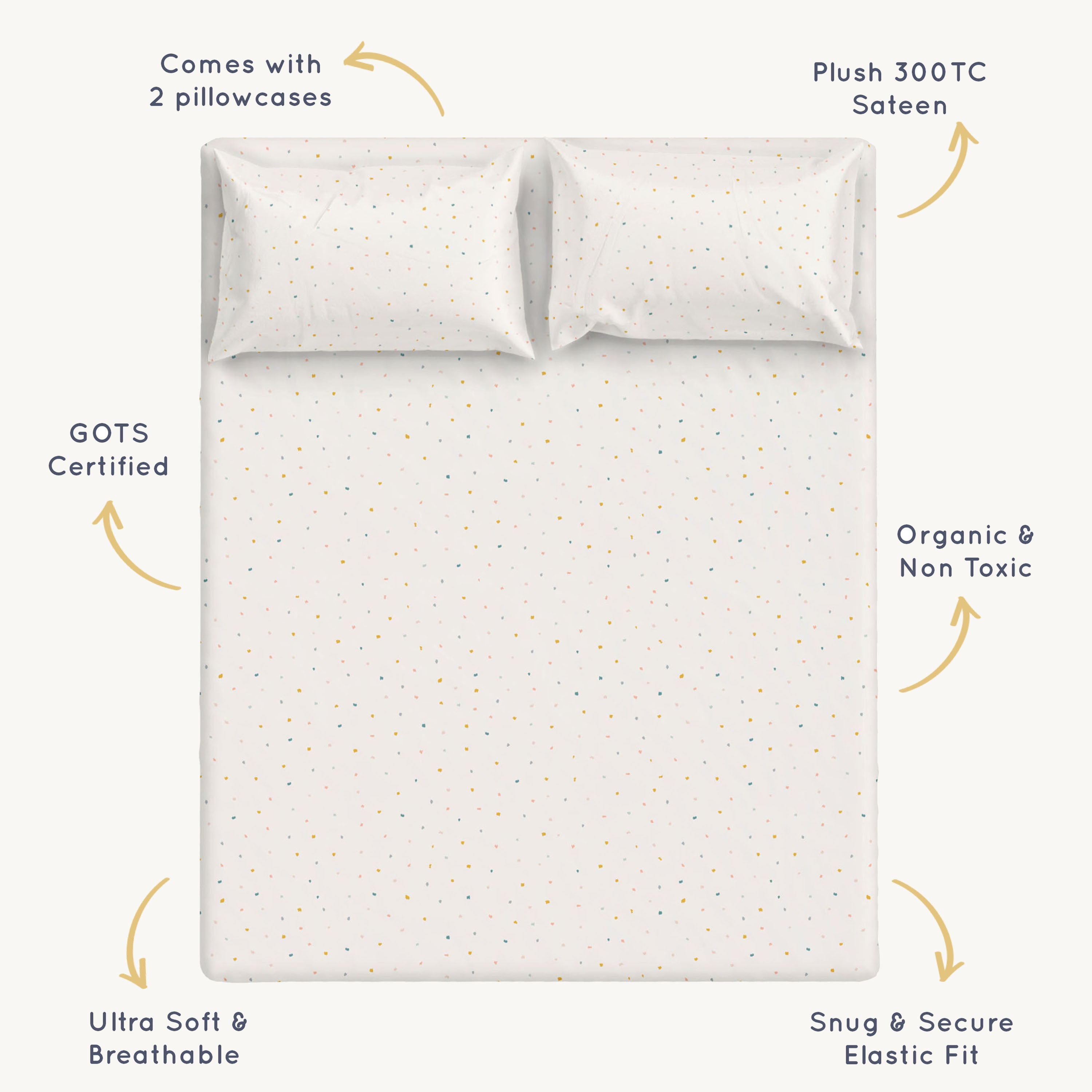 Organic Cotton Sheet Set - Dotty Sheet Set Makemake Organics   