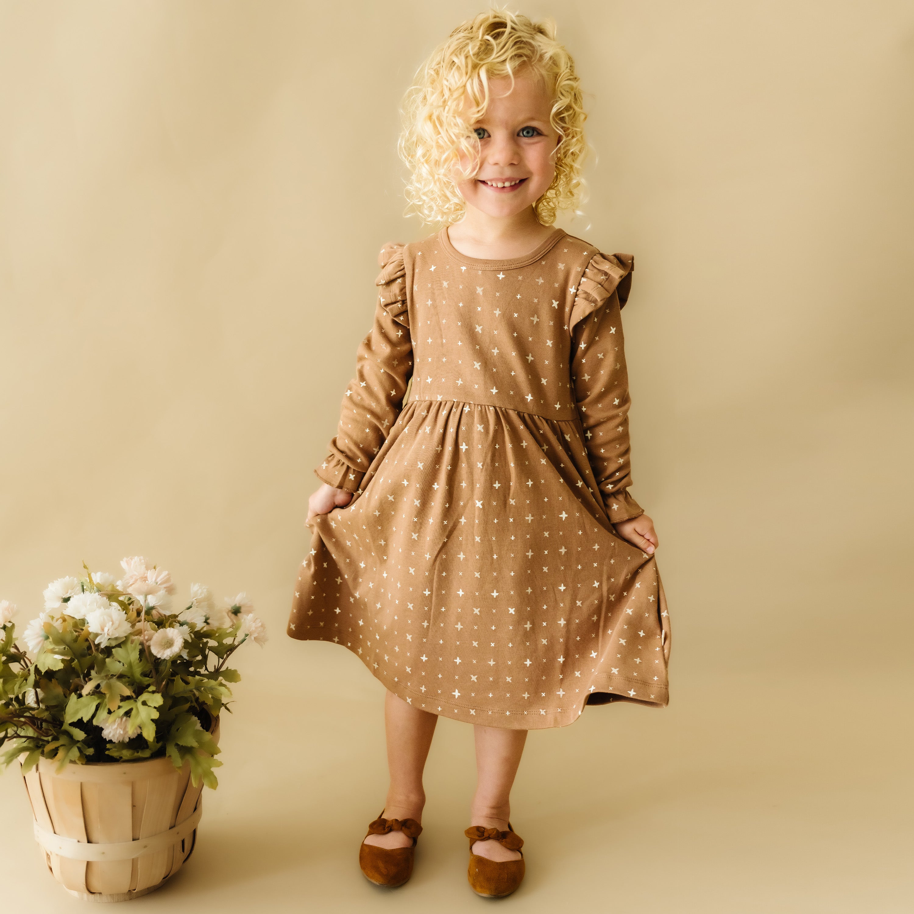 Organic Girls Ruffle Dress - Sparkle Ruffle Dress Makemake Organics   