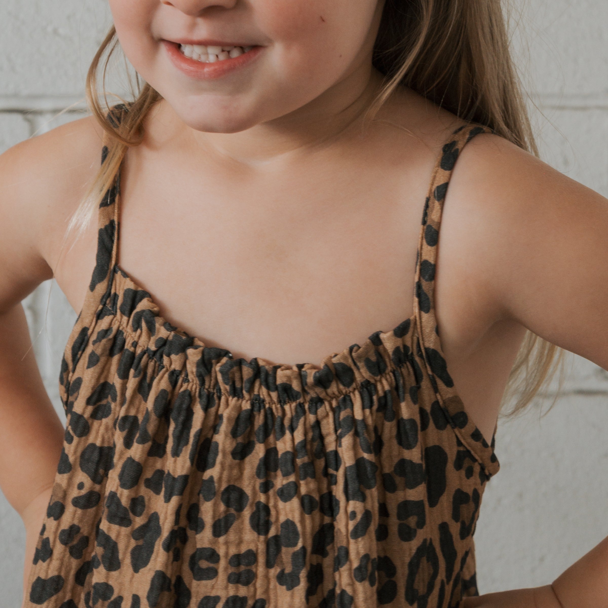 Child Muslin Sleeveless Dress | Leopard