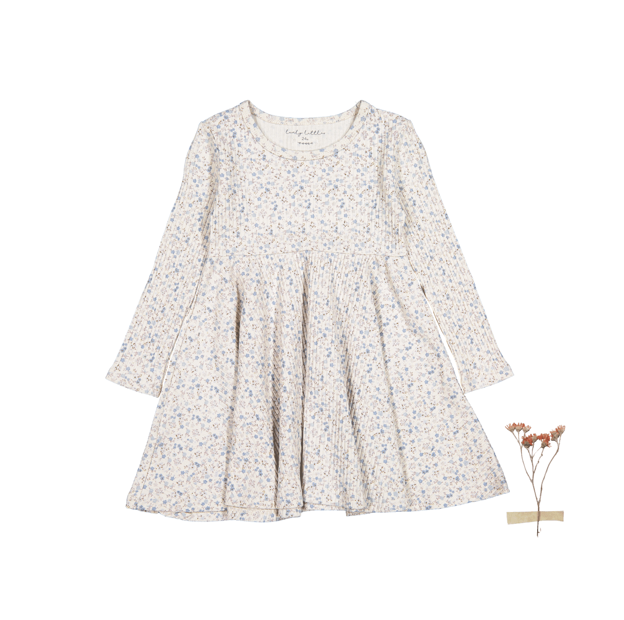 The Printed Long Sleeve Dress - Dusty Blue Floral