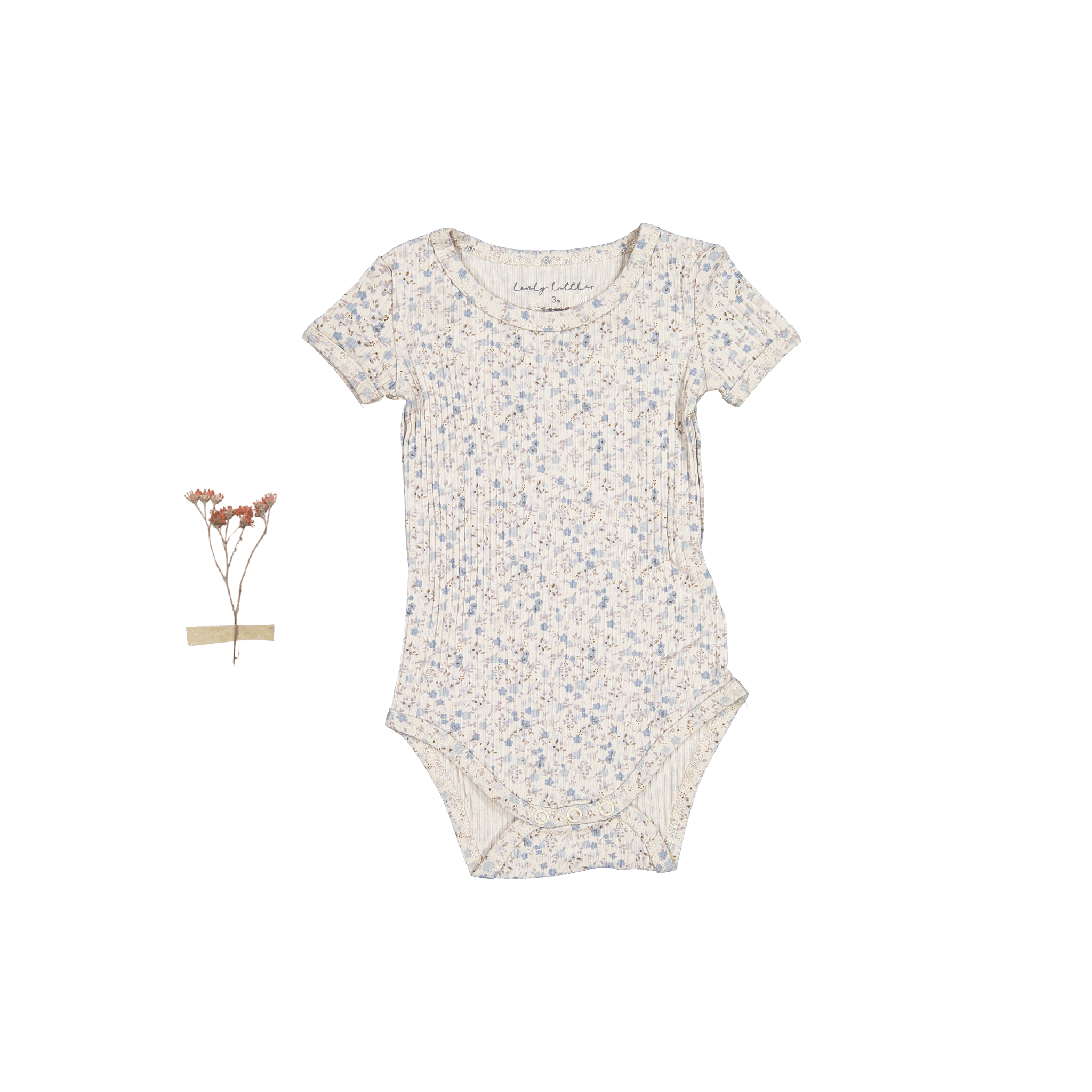 The Printed Short Sleeve Onesie - Dusty Blue Floral