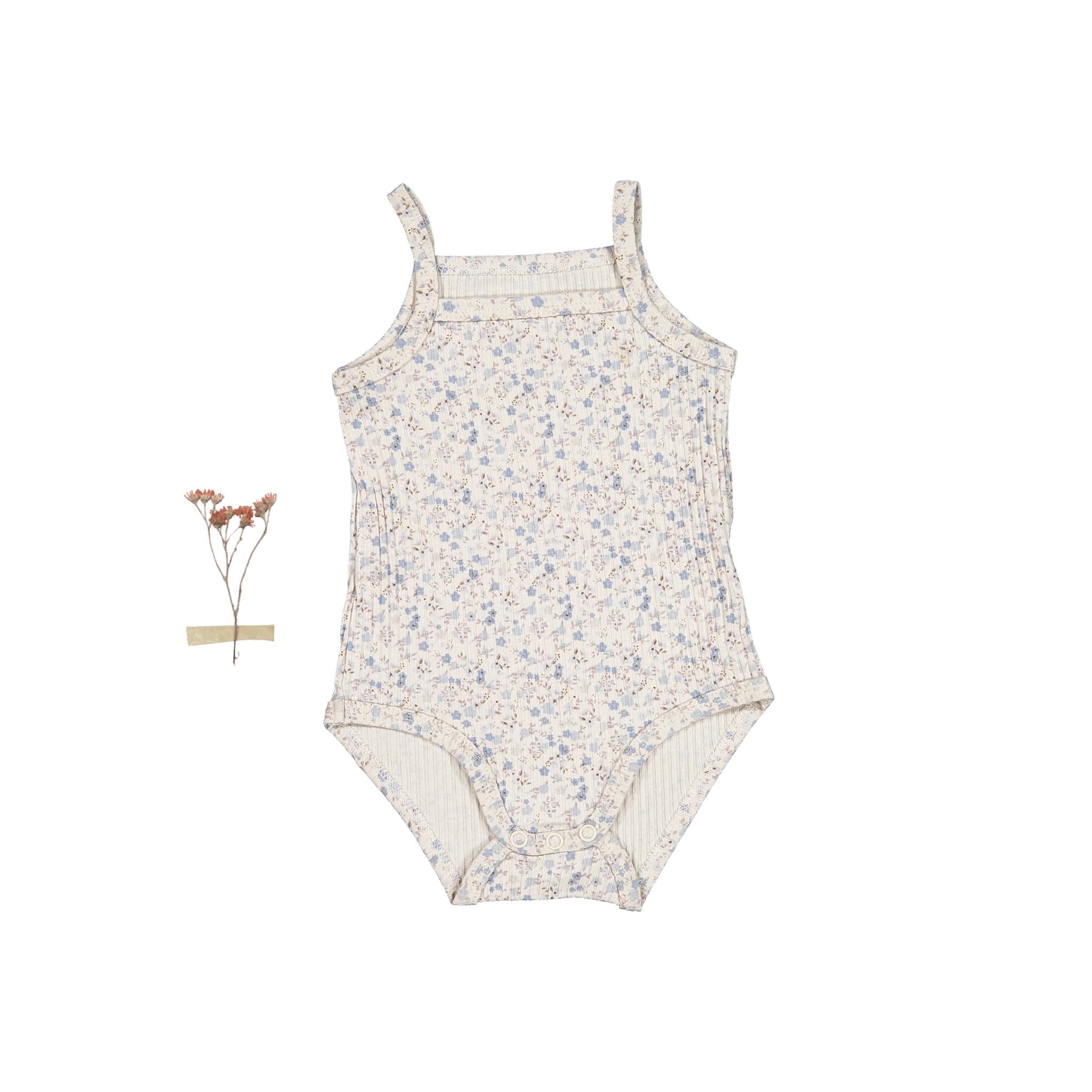 The Printed Tank Onesie - Dusty Blue Floral