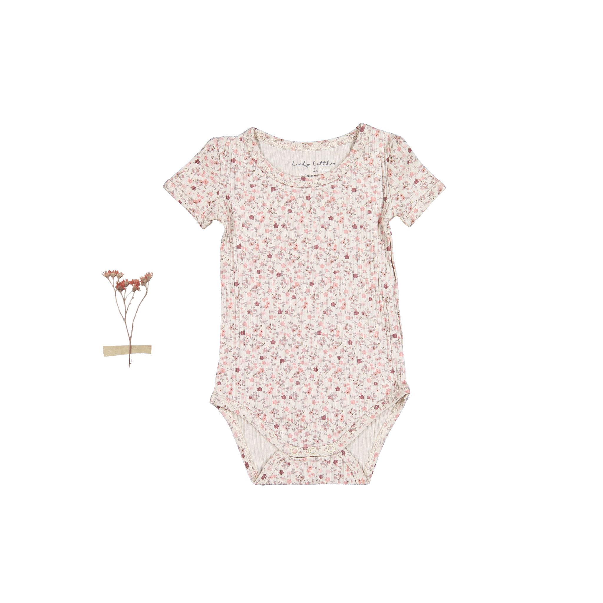 The Printed Short Sleeve Onesie - Dusty Mauve Floral