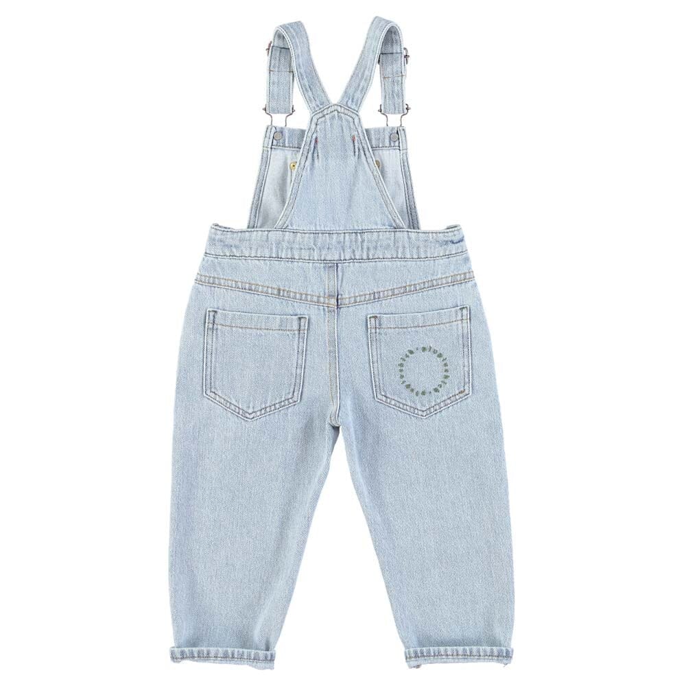 Unisex Dungarees w/ Green Logo - Washed Light Blue Denim - FINAL SALE