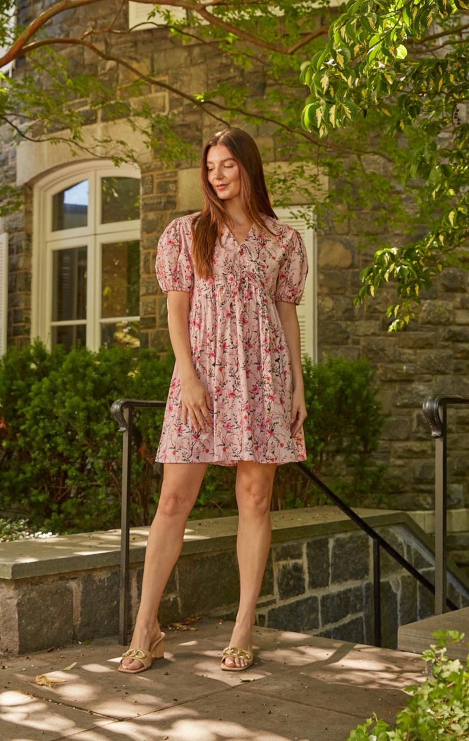 Abby Dress - Pink Florals