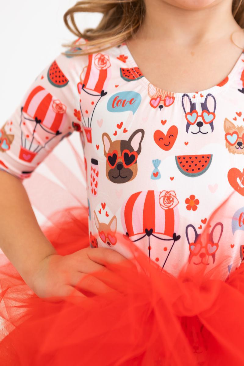 Puppy Love 3/4 Sleeve Tutu Leotard