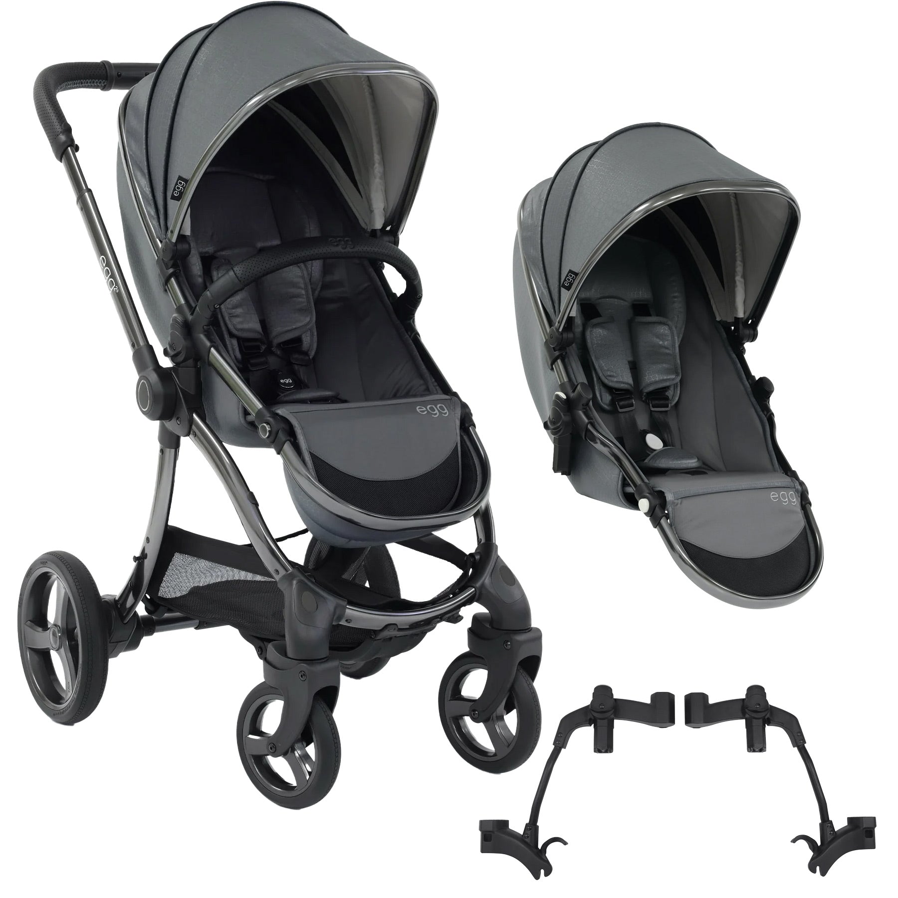 egg2® Double Stroller in Jurassic Grey Bundle