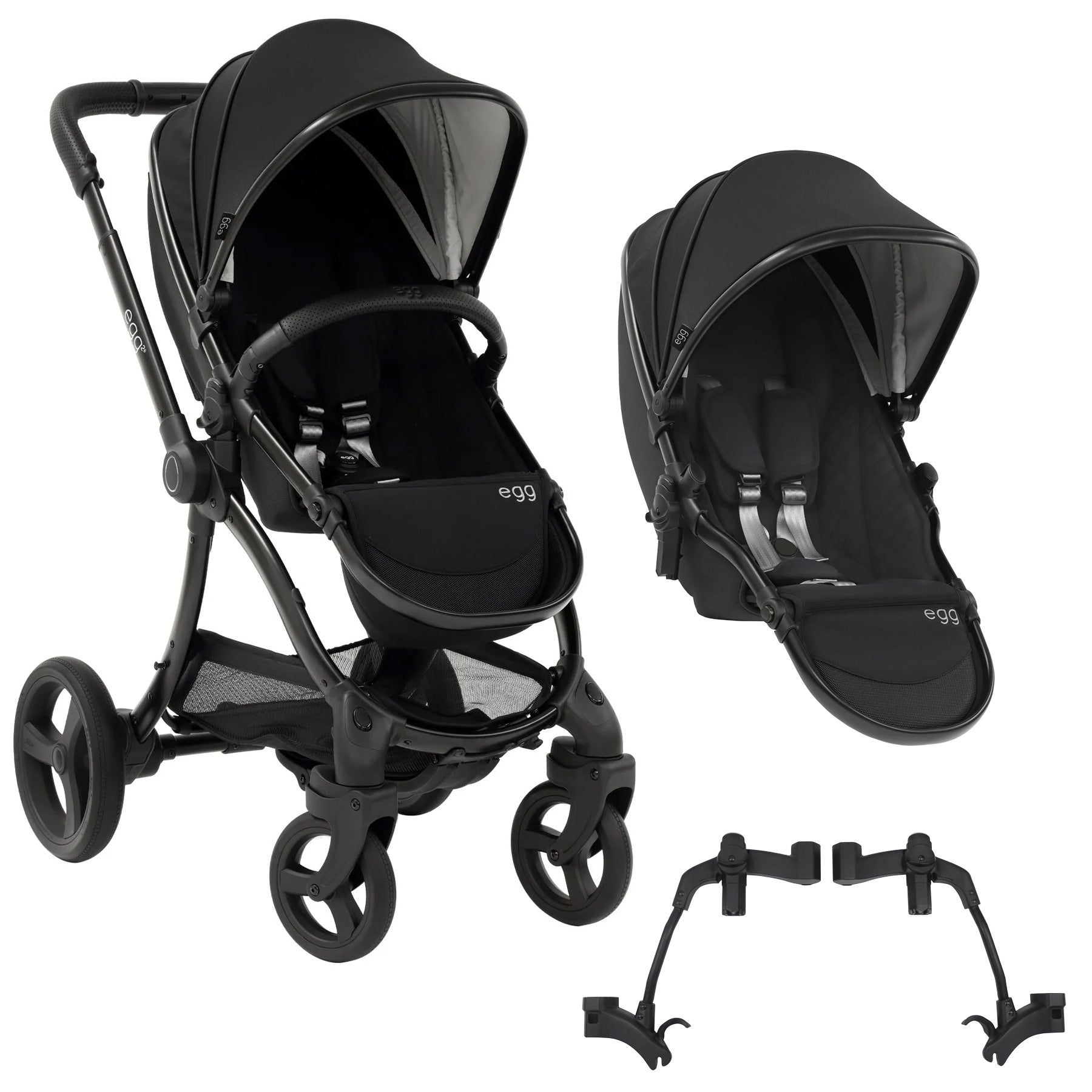 egg2® Double Stroller in Just Black