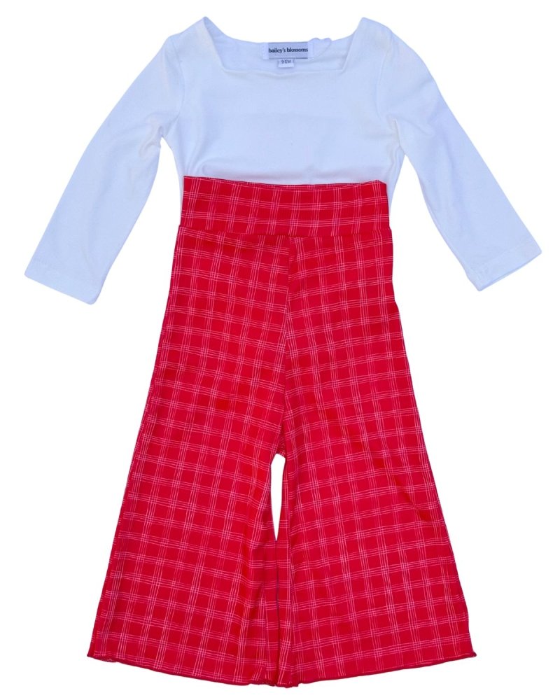 Elodie Wide-Leg High Waist Pants – Christmas Red