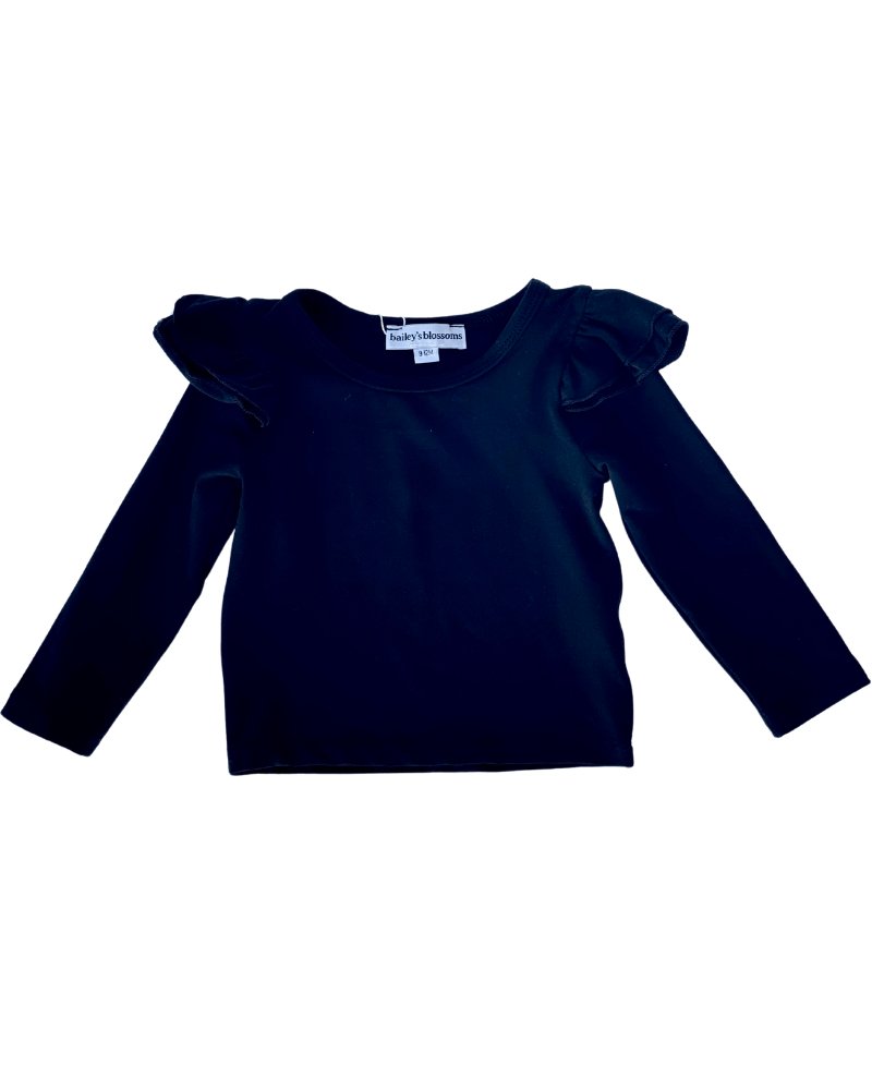 Evie Ruffle Shoulder Top - Black