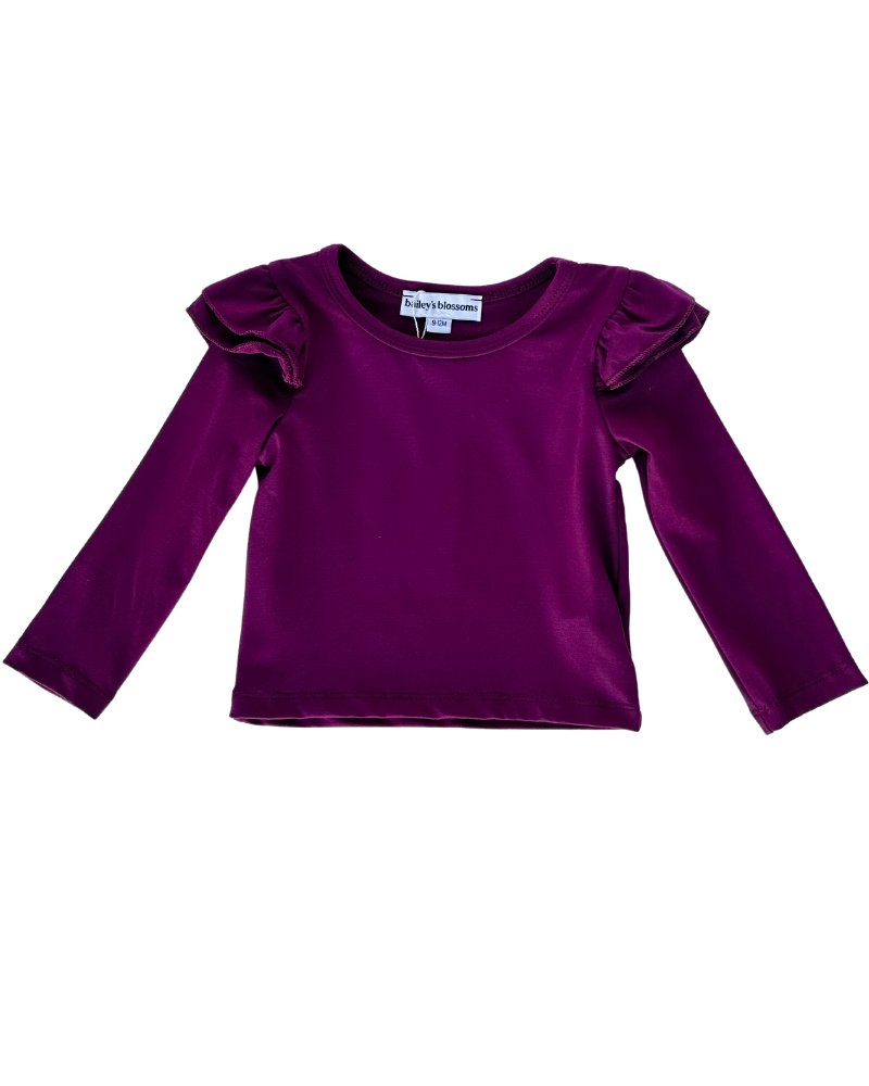 Evie Ruffle Shoulder Top - Plum