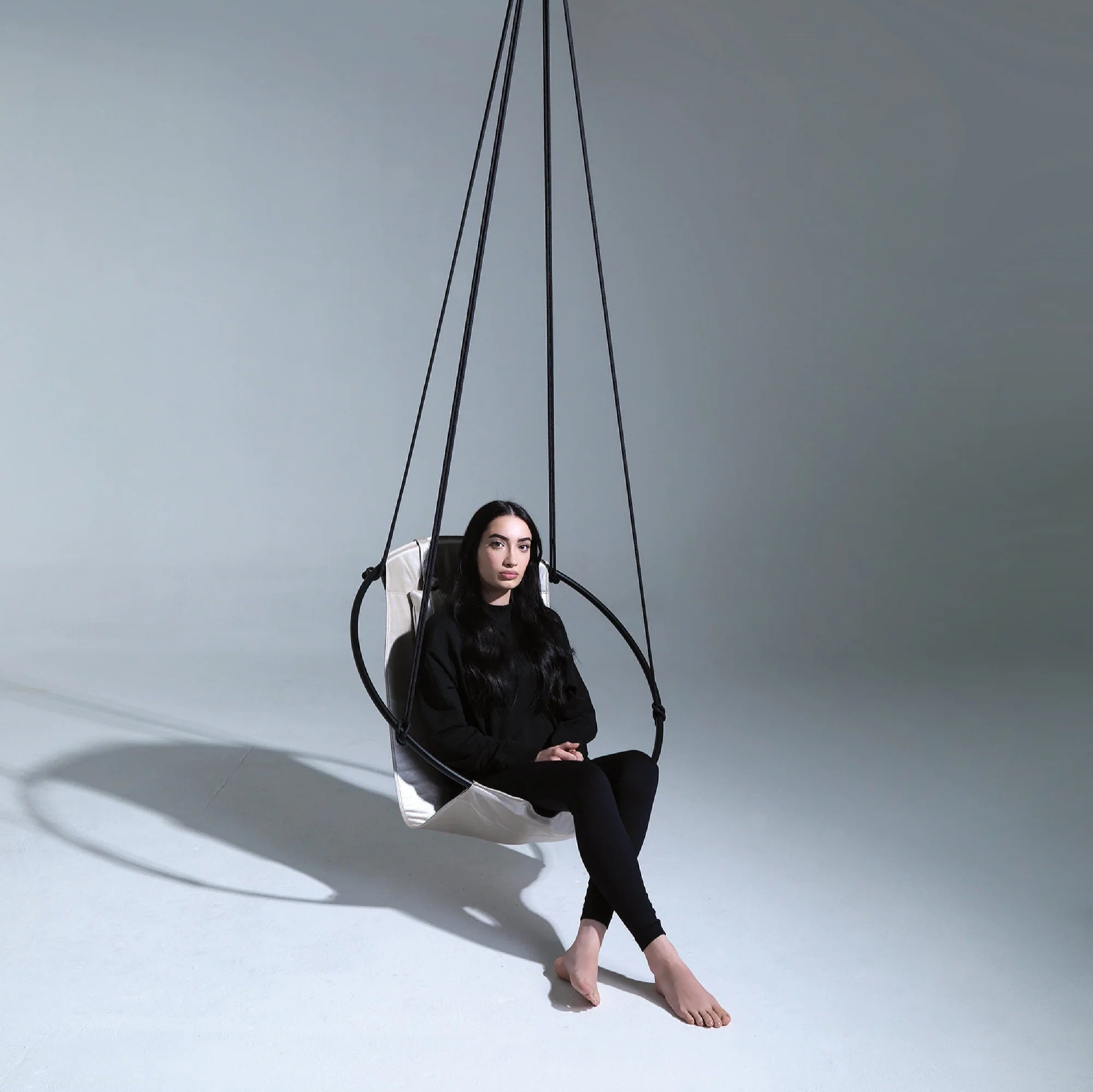 Faux Leather Round Hanging Chair Pearl