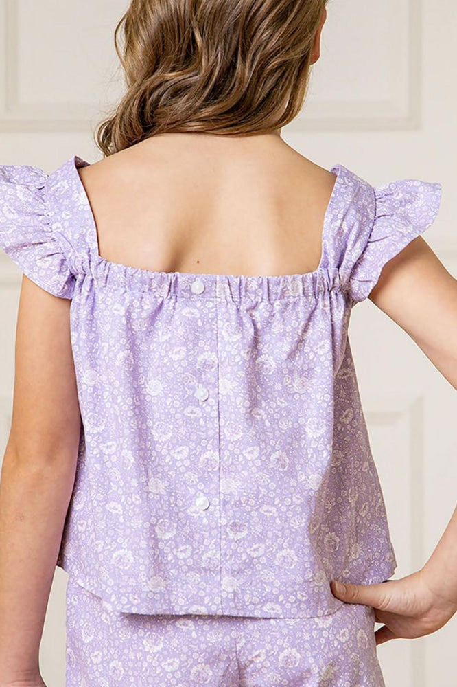 Faux Top Romper - Lavender Fields Floral