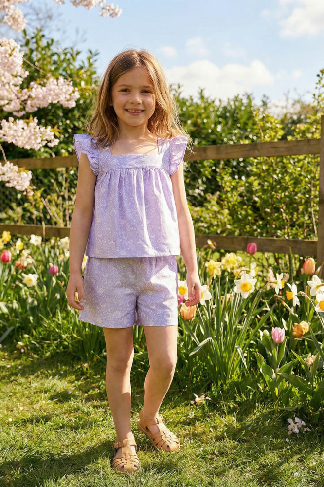 Faux Top Romper - Lavender Fields Floral