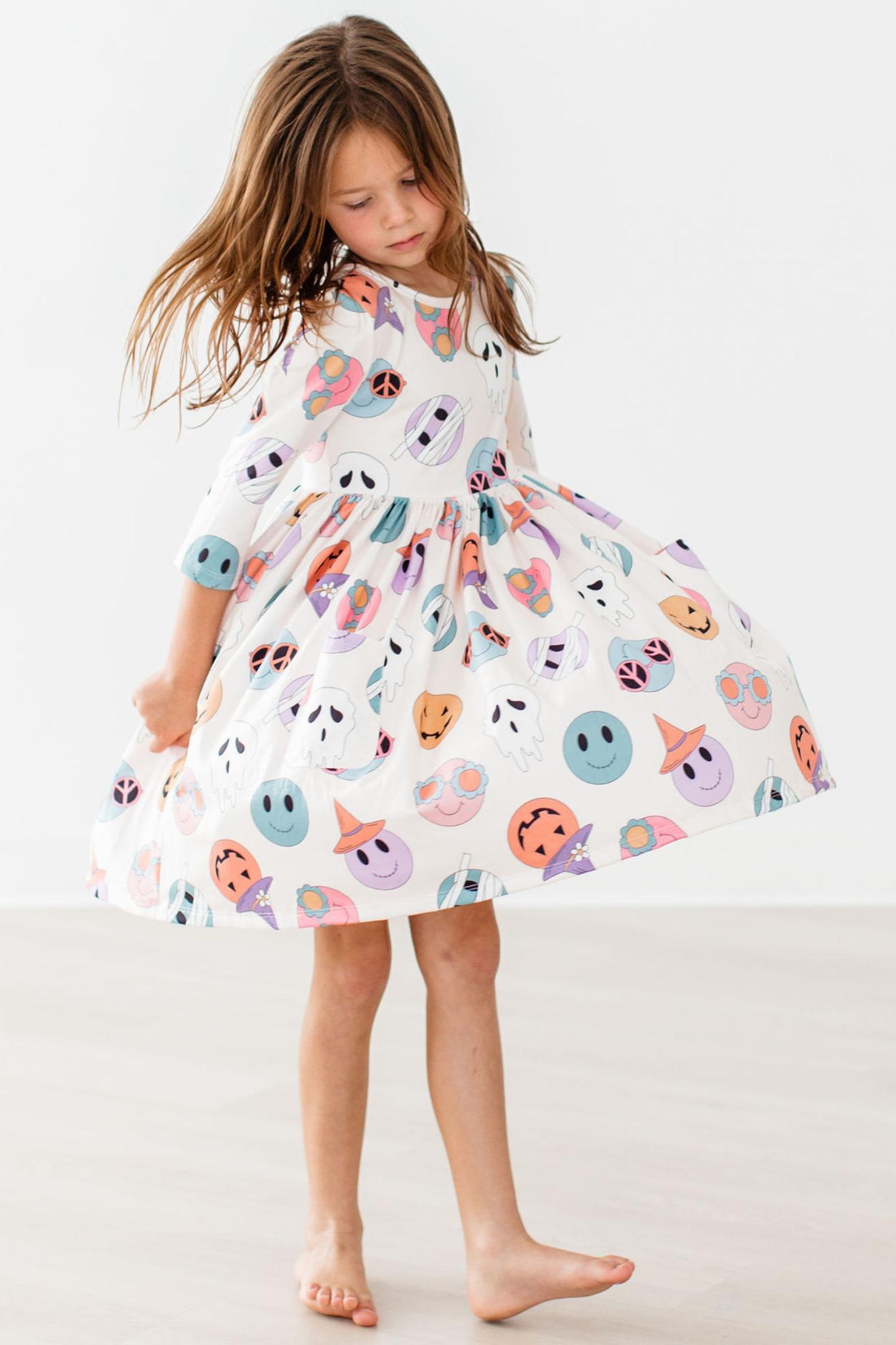 SALE Monster Mash 3/4 Sleeve Pocket Twirl Dress