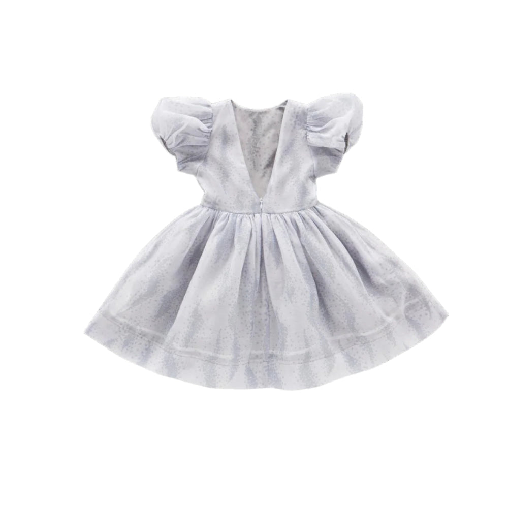 Fit & Flare Dress with Puff Sleeves - Grey