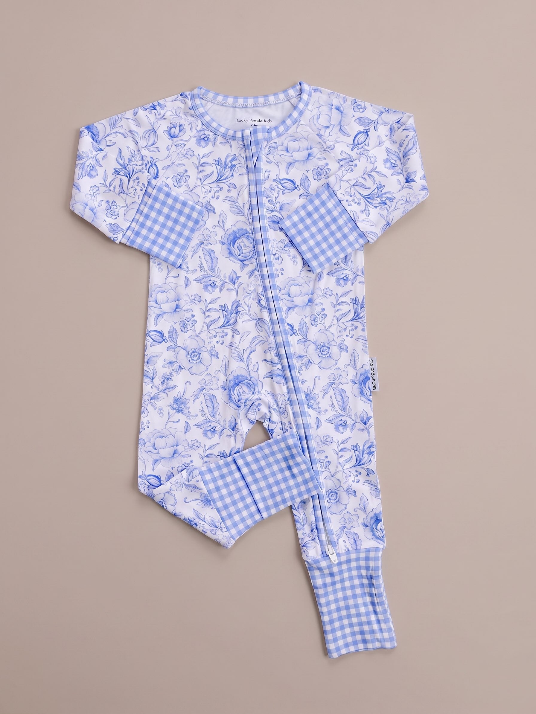 Bamboo Zip Romper | Blue Flowers