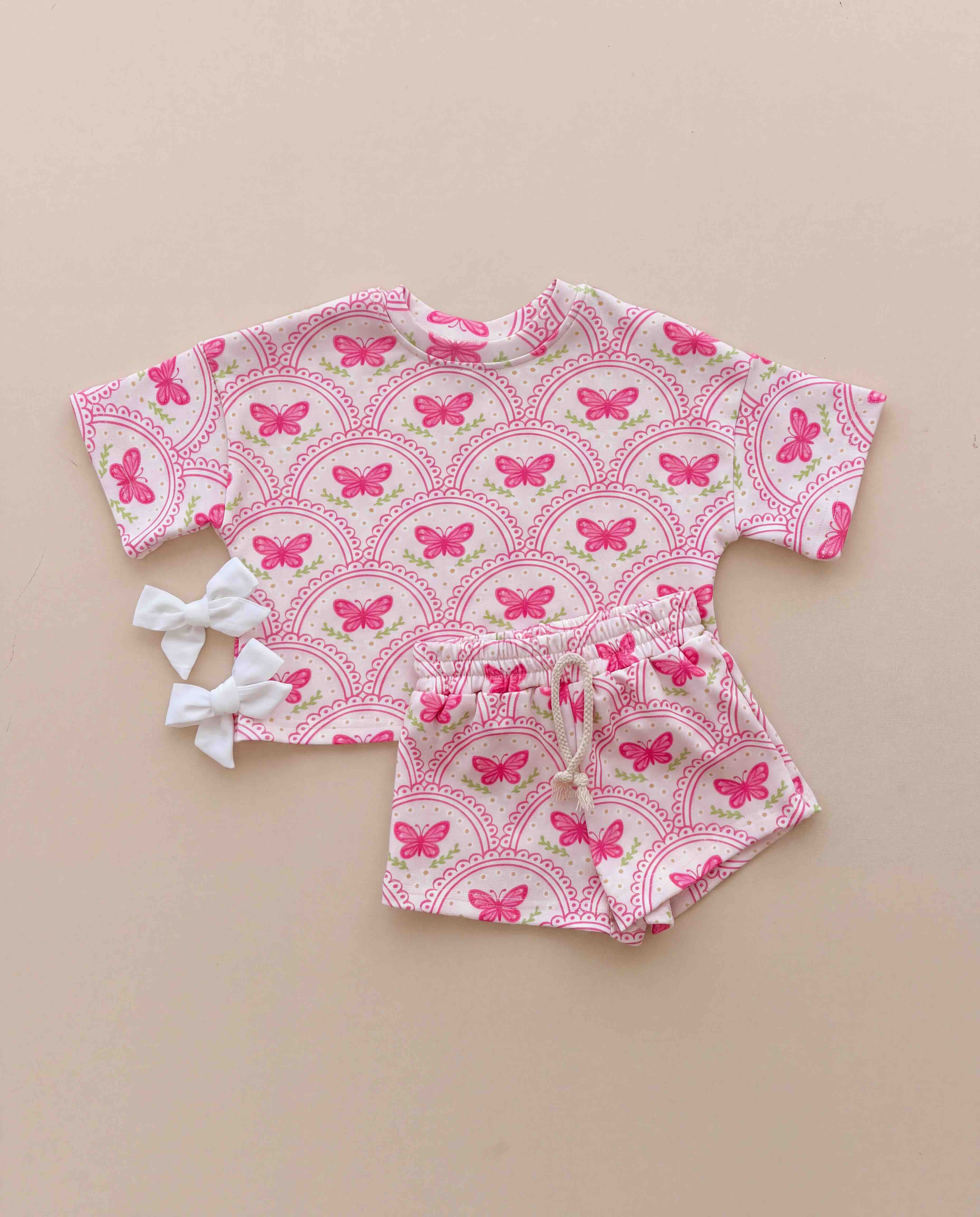 Shorts Set | Pink Butterfly