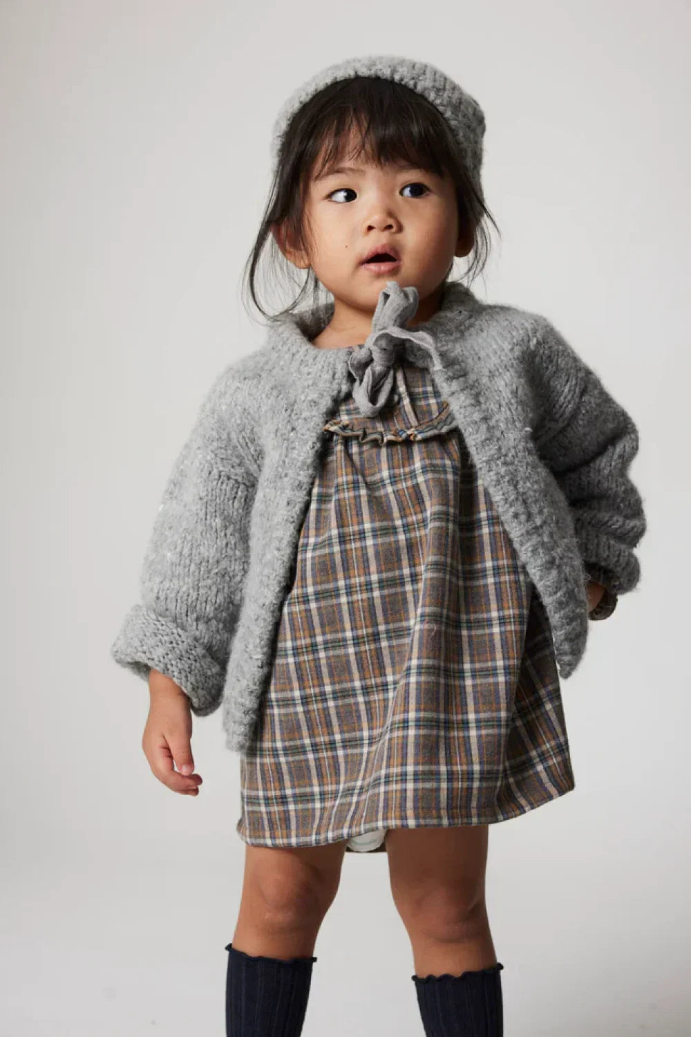 Flecked tricot baby cardigan - Grey