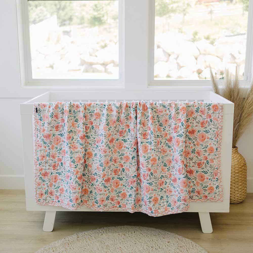 Floret + Trellis Classic Muslin Super Snuggle Blanket Super Snuggle Blanket Bebe au Lait   