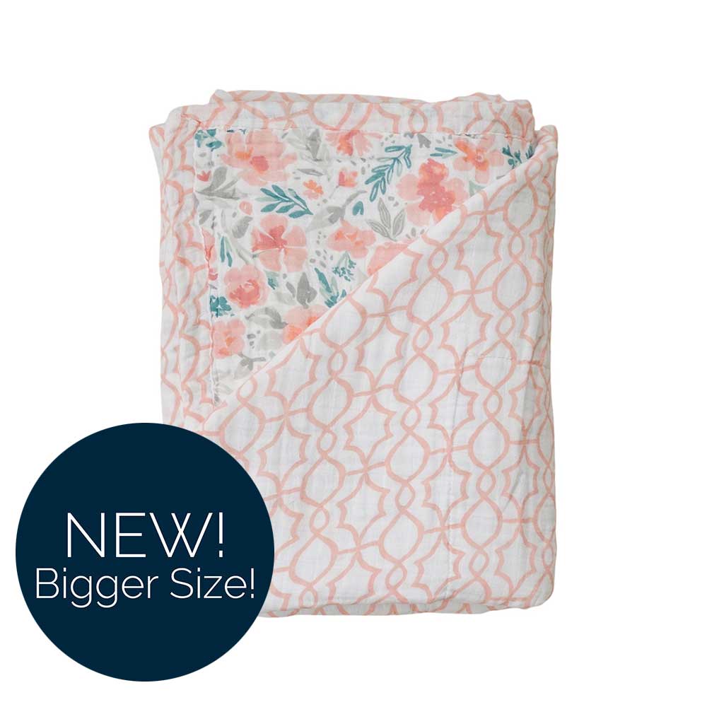 Floret + Trellis Classic Muslin Super Snuggle Blanket Super Snuggle Blanket Bebe au Lait   