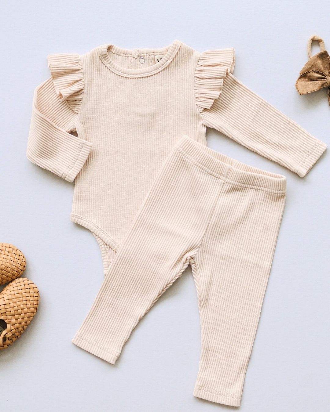 Flutter Sleeve Baby Bodysuit | Vanilla