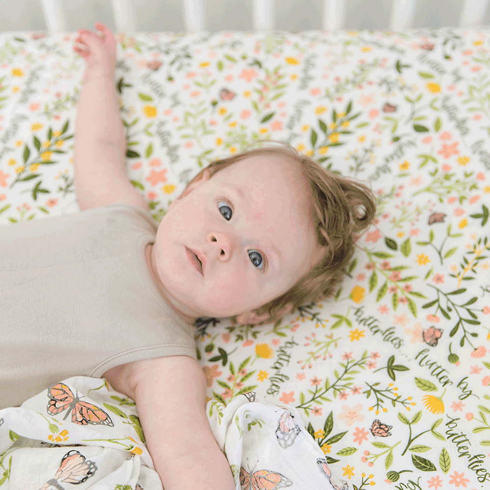 Flutterby Oh So Soft Muslin Crib Sheet Crib Sheet Bebe au Lait   