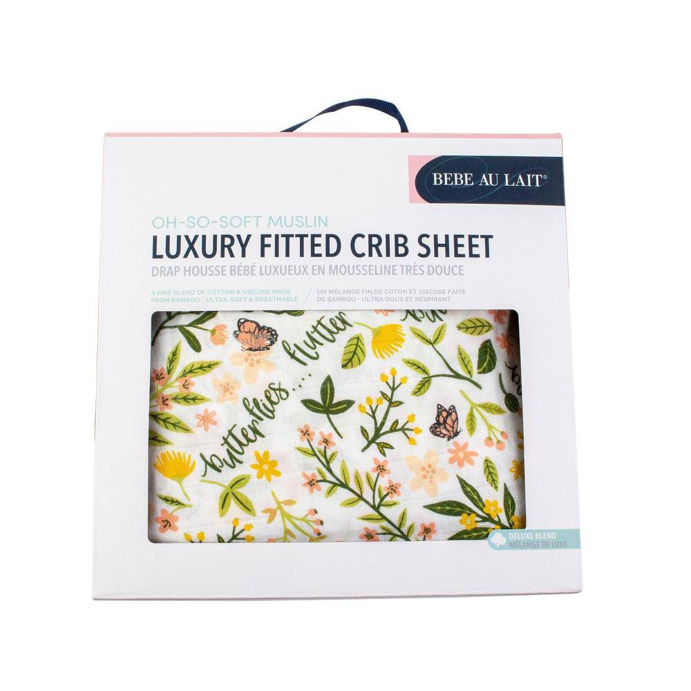 Flutterby Oh So Soft Muslin Crib Sheet Crib Sheet Bebe au Lait   