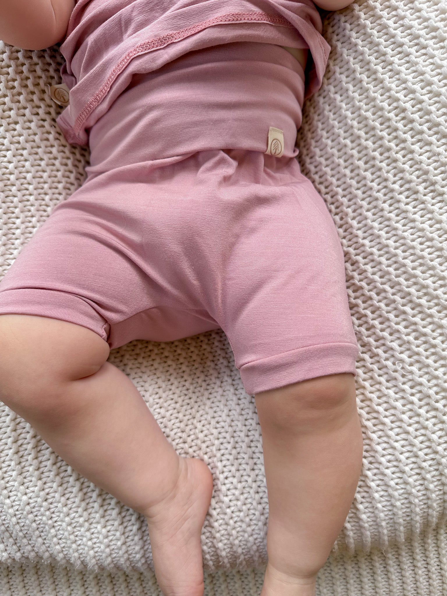 0/3m 3/6m | Fold-Over Shorties | Baby & Toddler | Luxury Bamboo | Dusty Pink