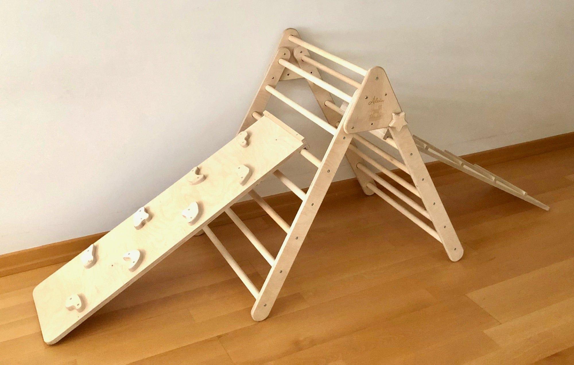 Foldable Climbing Triangle with 2 Ramps | Pikler Triangle for Kids