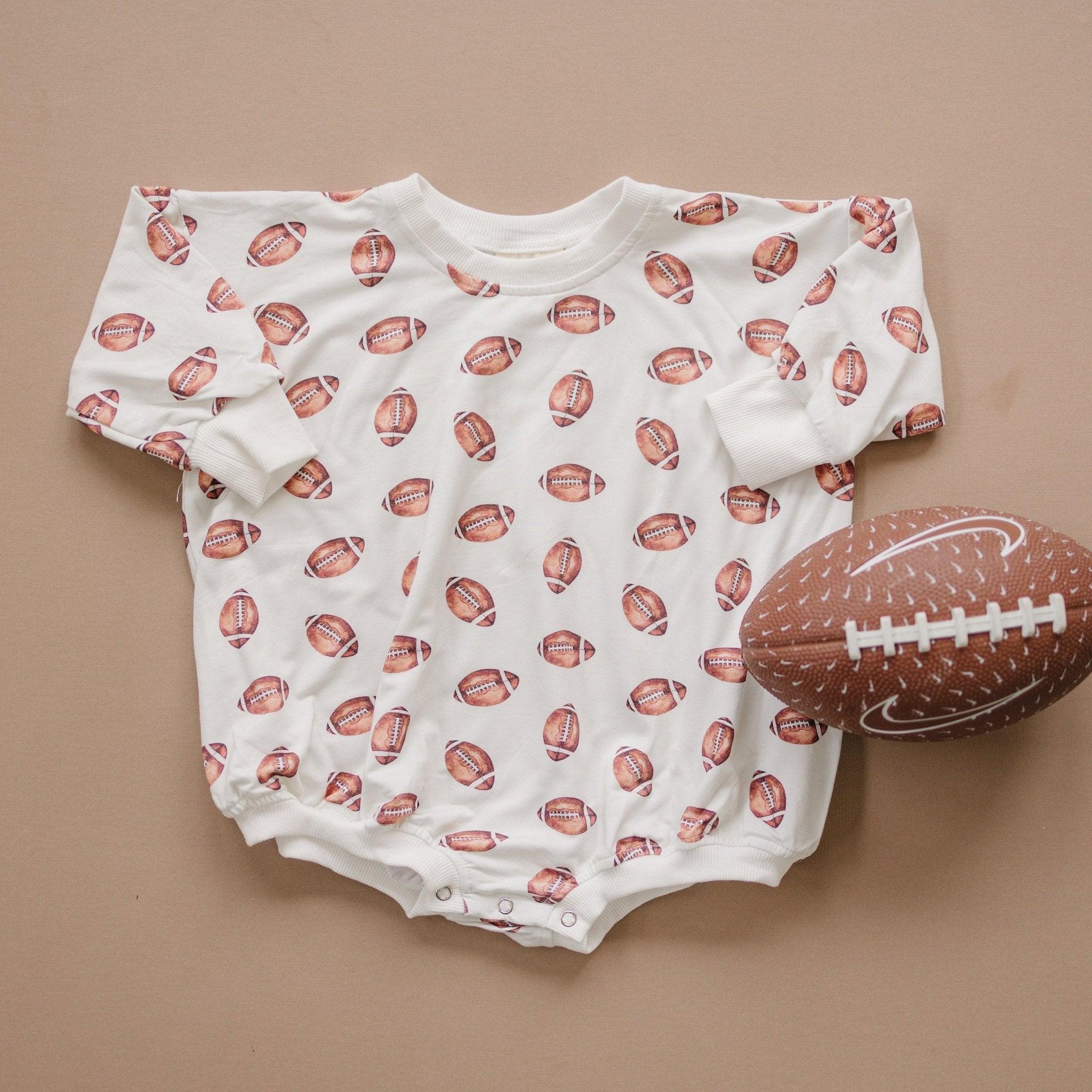 Football Print Bamboo Bubble Romper